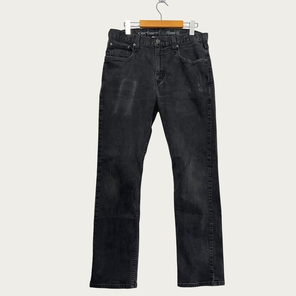 Carhartt Mens 34x32 Relaxed Fit Black Stretch Denim Jeans 102804 N00